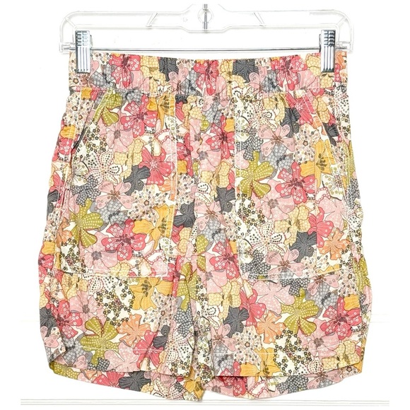 J CREW LIBERTY LONDON Colorful Multi Floral Print Cotton Pull On Camp Shorts XXS - Picture 2 of 8